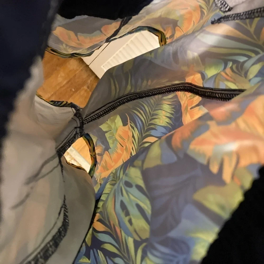 Mens Hot Coals Orange And Blue Palm Leaf Swim Trunks Size Medium